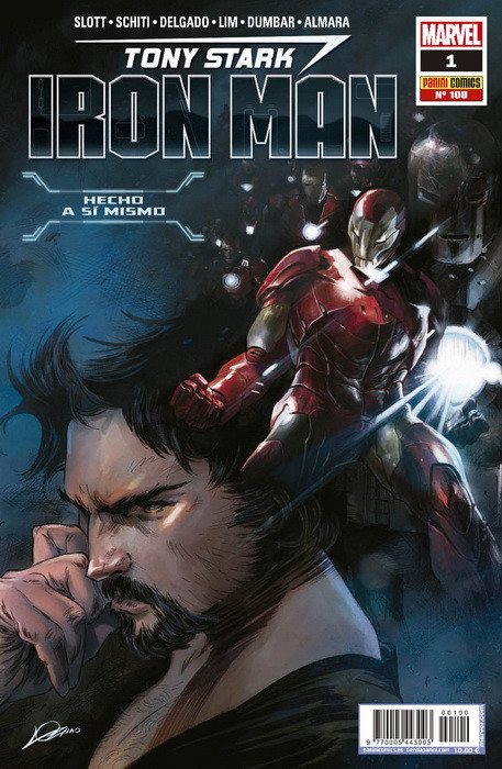 Iron Man 100/1 Un hombre hecho a sí mismo de Dan Slott y Valeio Schiti
